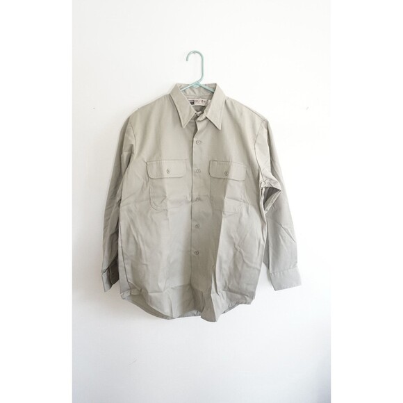 Vintage Big Mac Workwear Beige / Gray Button-Down Longsleeve Shirt Mens Large - Picture 1 of 10